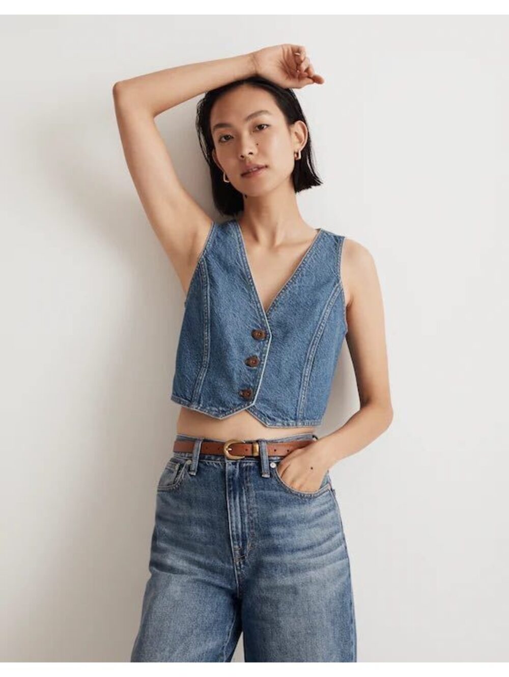 NWT Madewell Denim Crop Vest Top Size 6